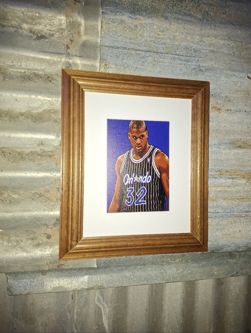 8 Bit Shaquille O'Neal Shaq Retro NBA Orlando Magic Framed Art Print